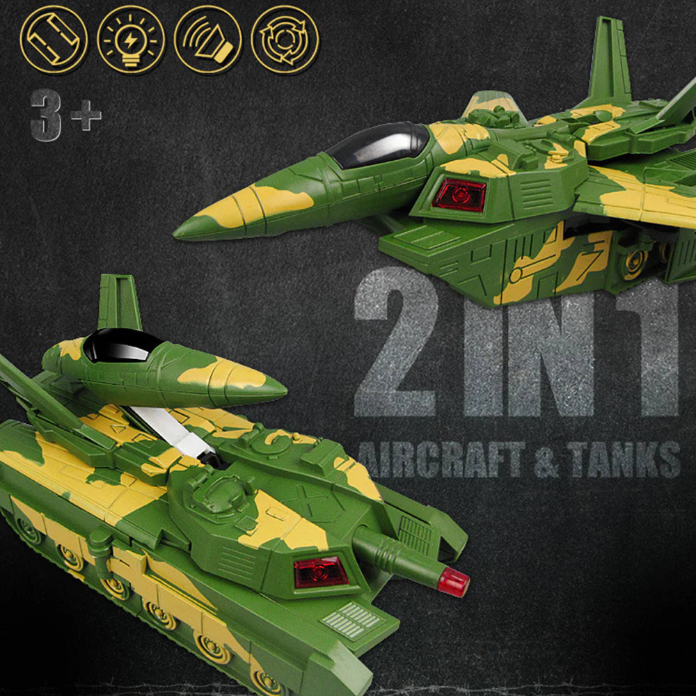 لعبة دبابه وطائرة متحولة 2 في 1 مع إضاءة وصوت
